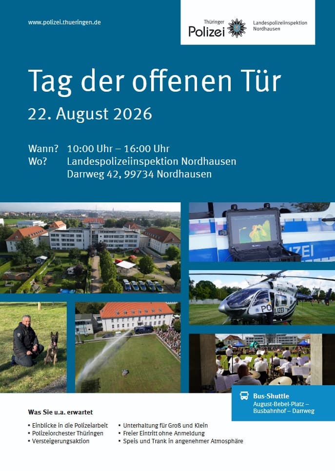 LPI-NDH: Die Landespolizeiinspektion Nordhausen öffnet ihre Türen