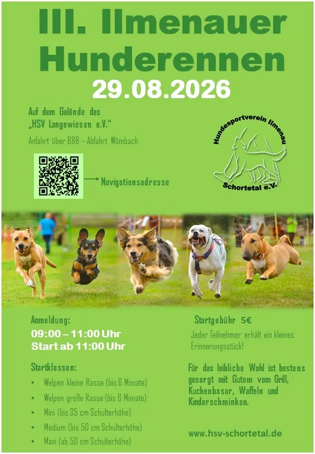 III. Hunderennen in Ilmenau-Schortetal: Anmeldung zum Start